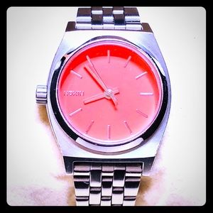 Nixon ladies watch with hot pink dial